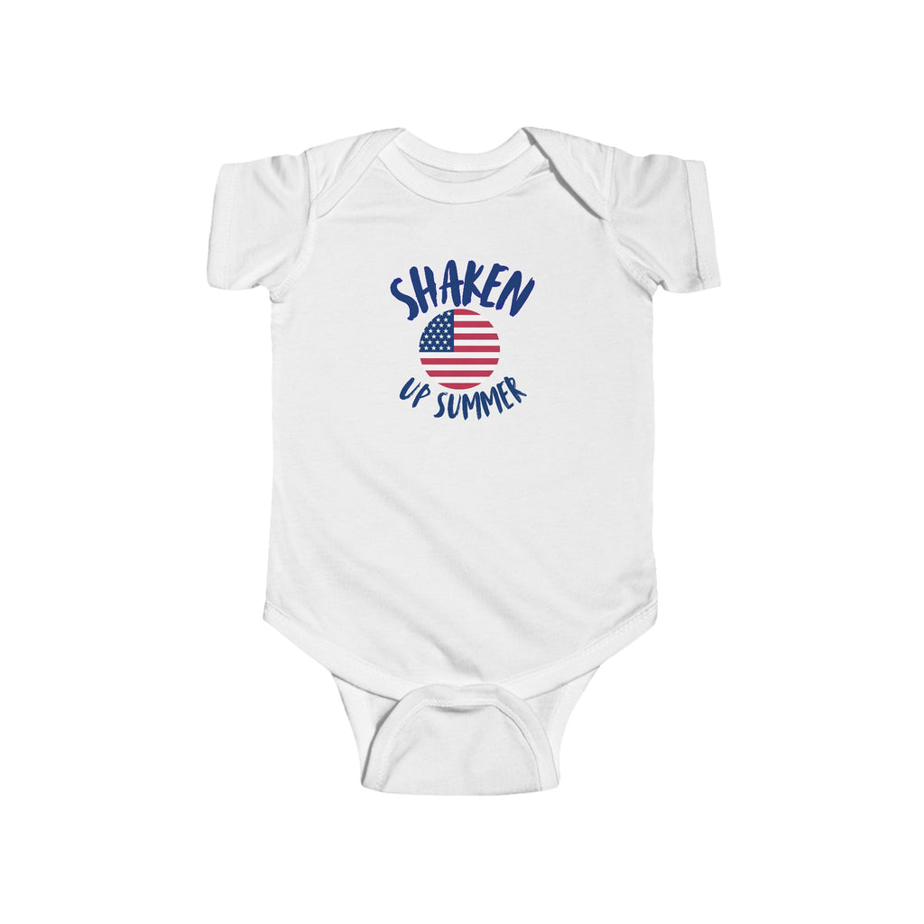 Shaken Up Summer Infant Bodysuit – USA Flag Graphic Baby Onesie