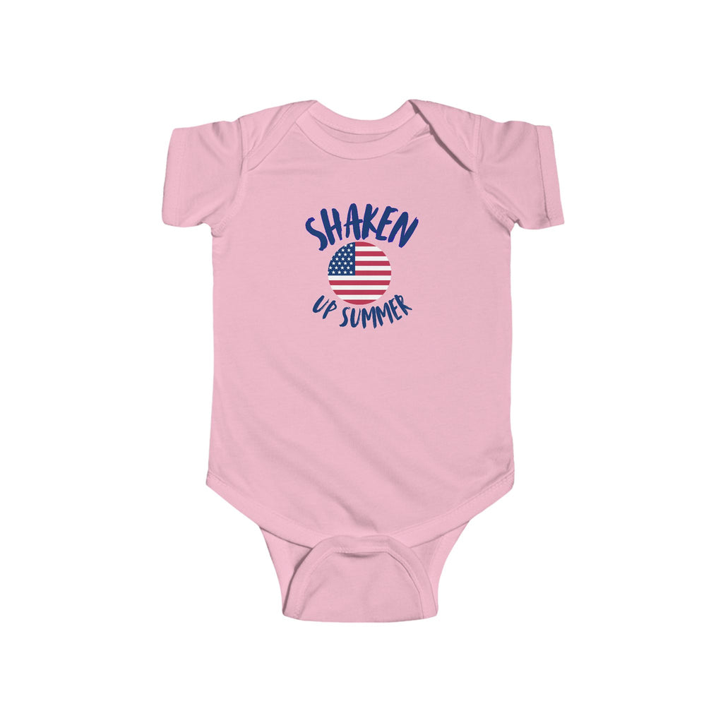 Shaken Up Summer Infant Bodysuit – USA Flag Graphic Baby Onesie
