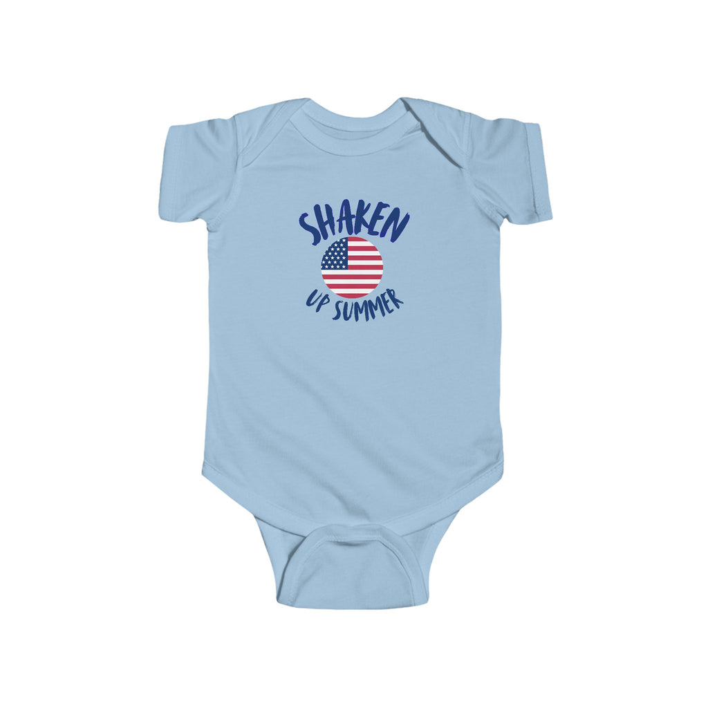 Shaken Up Summer Infant Bodysuit – USA Flag Graphic Baby Onesie