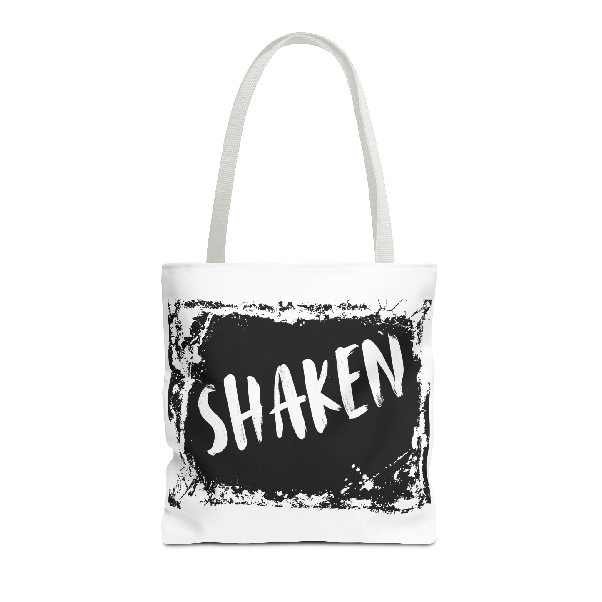 Shaken Graphic Tote Bag — Distressed Black & White Statement Tote