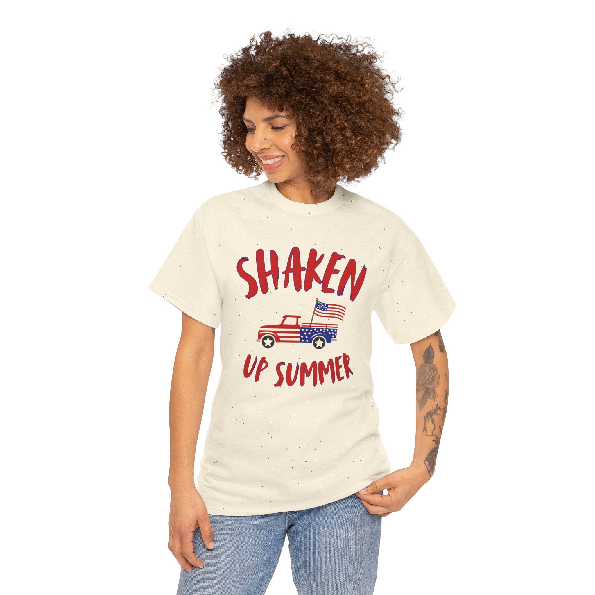 Shaken Up Summer T-Shirt – Patriotic Truck American Flag Tee