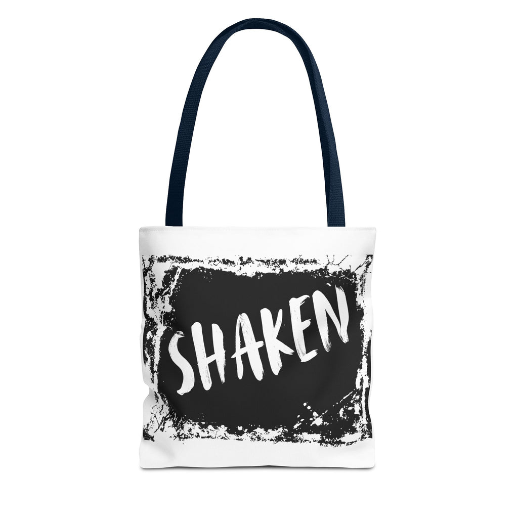Shaken Graphic Tote Bag — Distressed Black & White Statement Tote