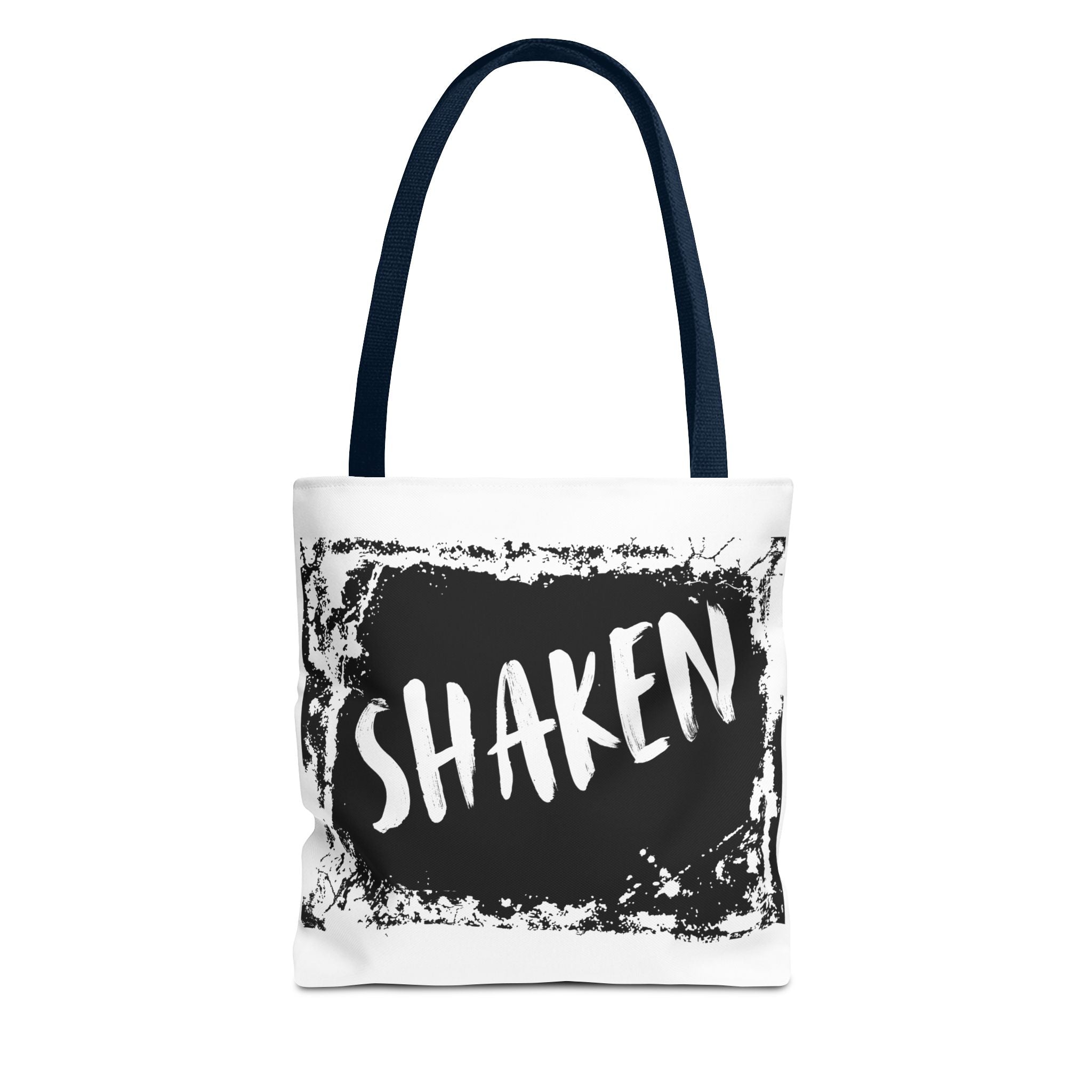Shaken Graphic Tote Bag — Distressed Black & White Statement Tote