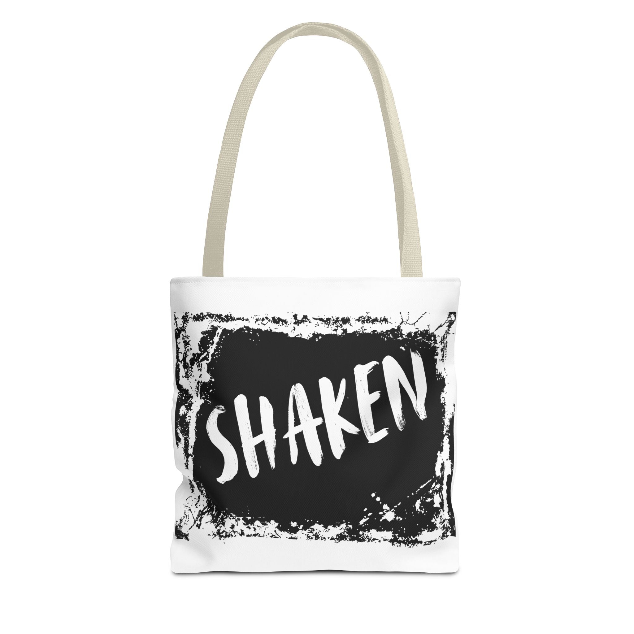 Shaken Graphic Tote Bag — Distressed Black & White Statement Tote