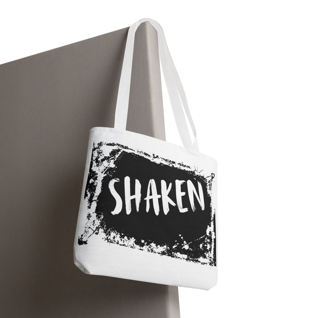 Shaken Graphic Tote Bag — Distressed Black & White Statement Tote