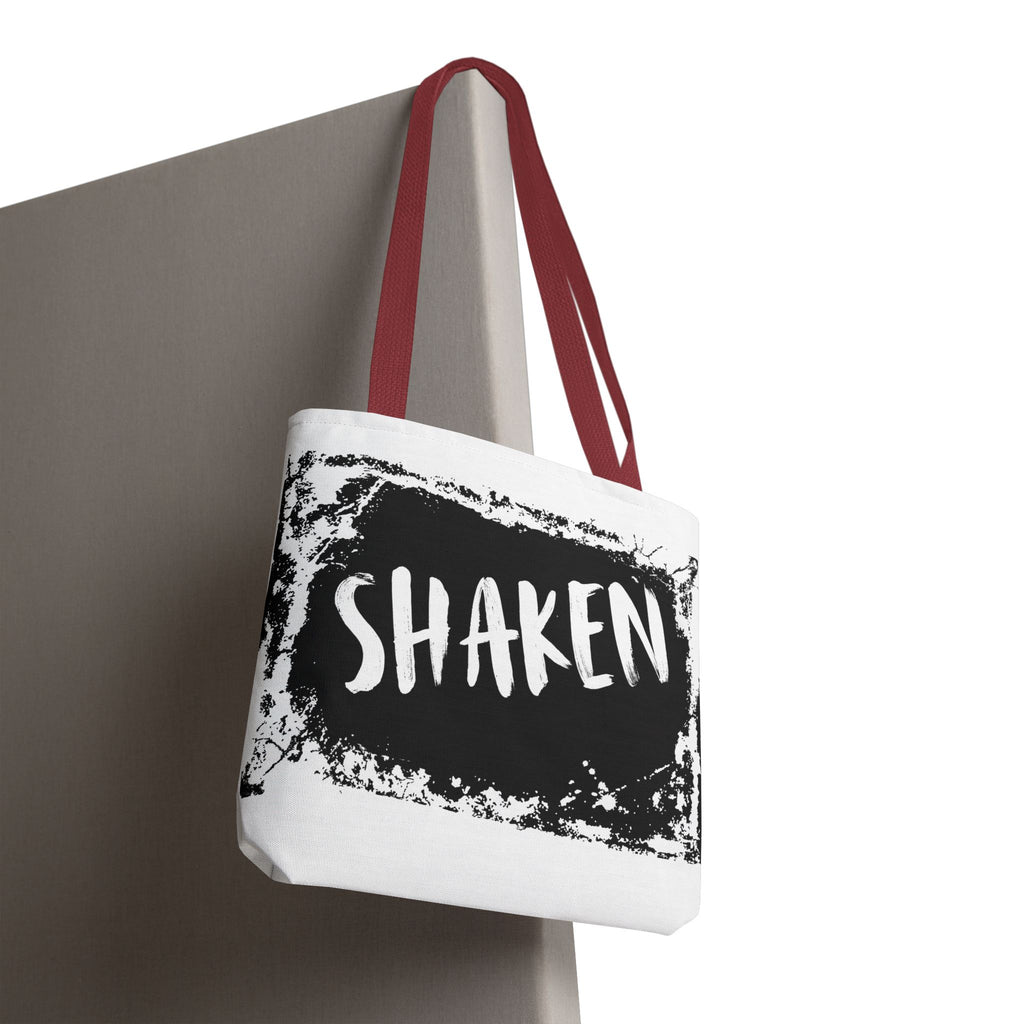 Shaken Graphic Tote Bag — Distressed Black & White Statement Tote