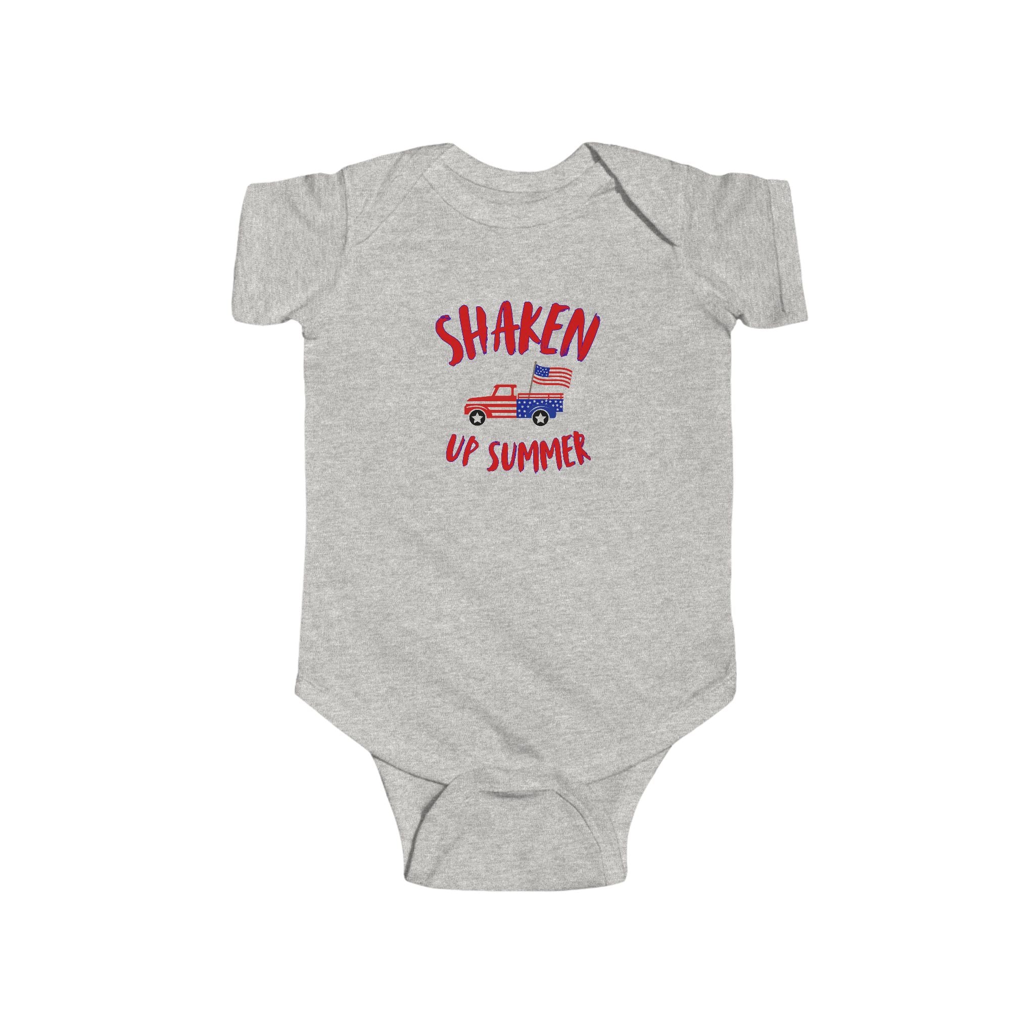 Shaken Up Summer Infant Bodysuit — Patriotic Vintage Truck 4th of July Baby Onesie