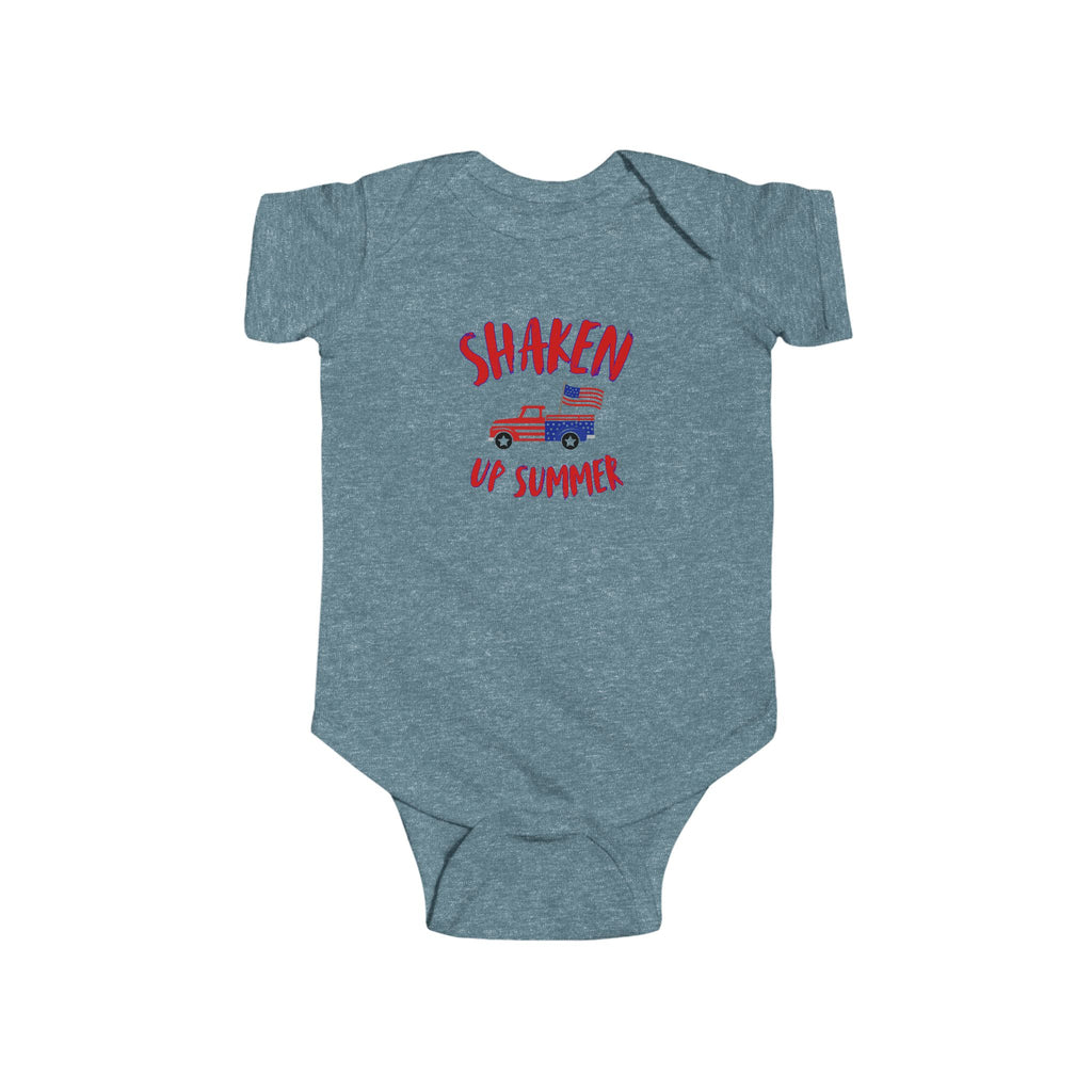Shaken Up Summer Infant Bodysuit — Patriotic Vintage Truck 4th of July Baby Onesie