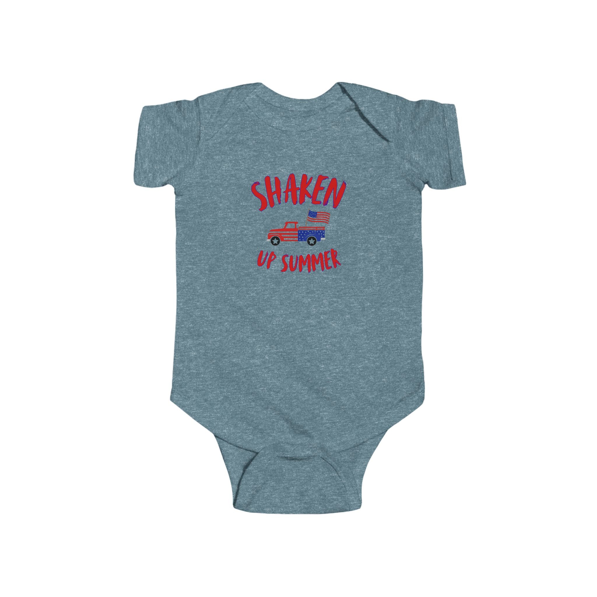Shaken Up Summer Infant Bodysuit — Patriotic Vintage Truck 4th of July Baby Onesie