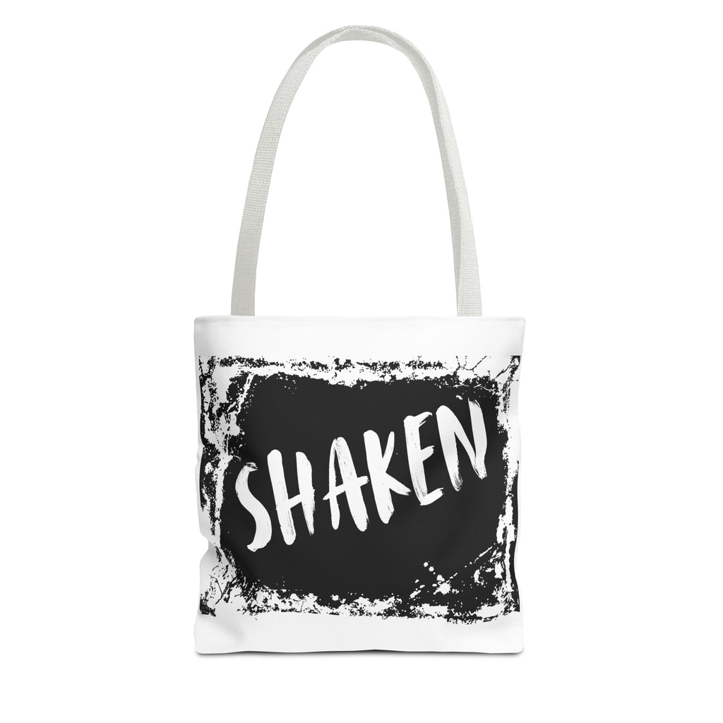 Shaken Graphic Tote Bag — Distressed Black & White Statement Tote