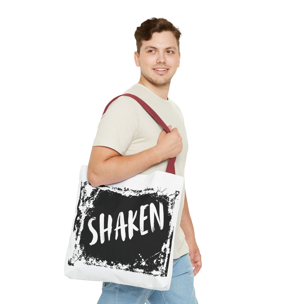 Shaken Graphic Tote Bag — Distressed Black & White Statement Tote