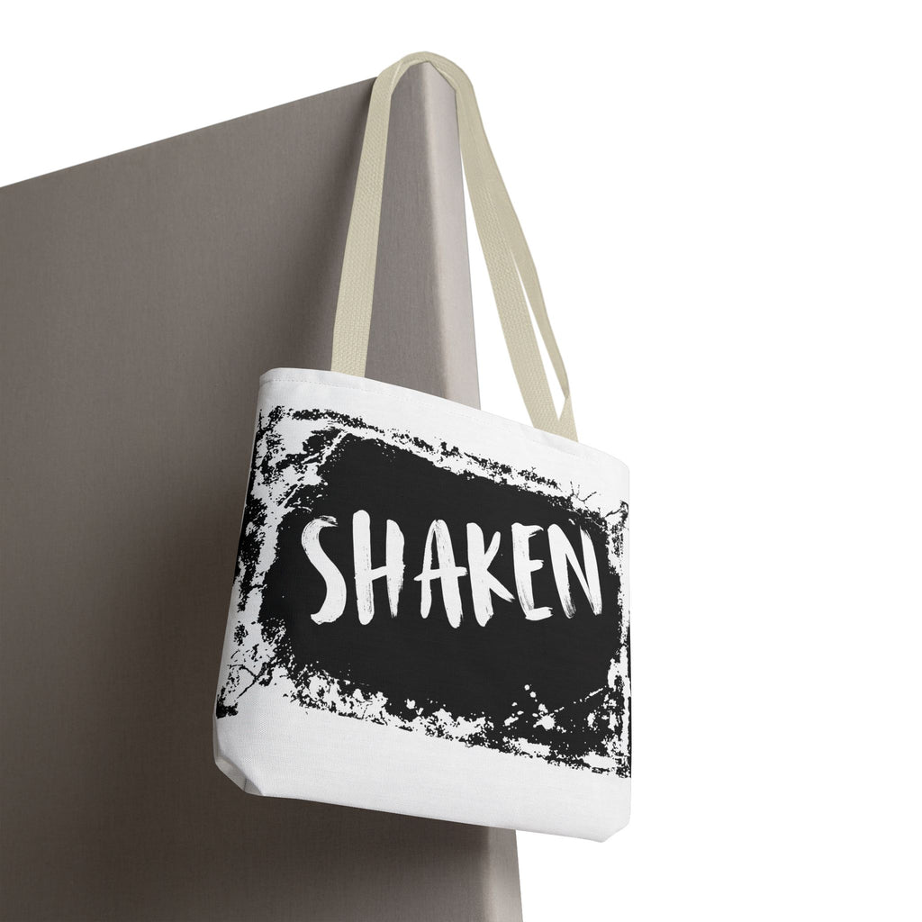 Shaken Graphic Tote Bag — Distressed Black & White Statement Tote