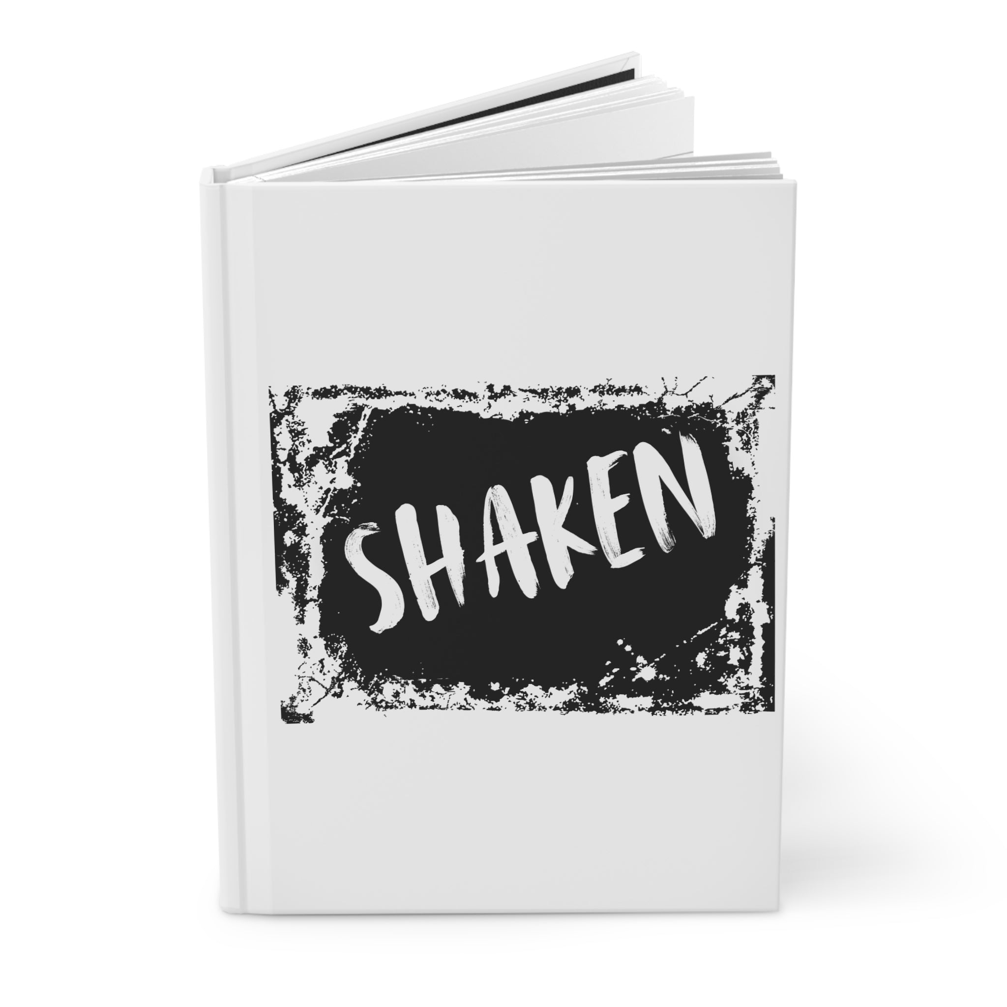 SHAKEN Hardcover Journal — Gritty Black Brush Hand-Lettered Notebook