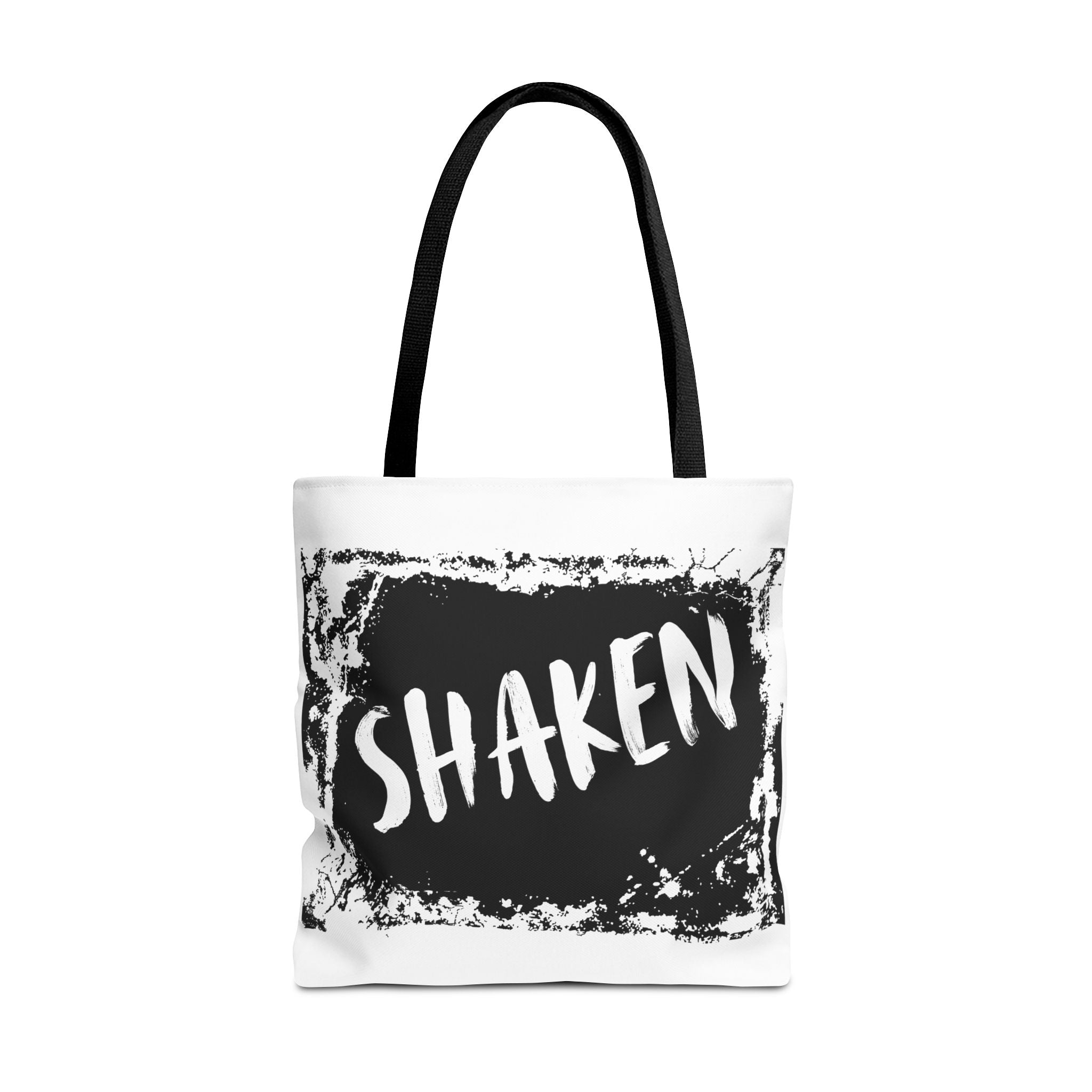 Shaken Graphic Tote Bag — Distressed Black & White Statement Tote