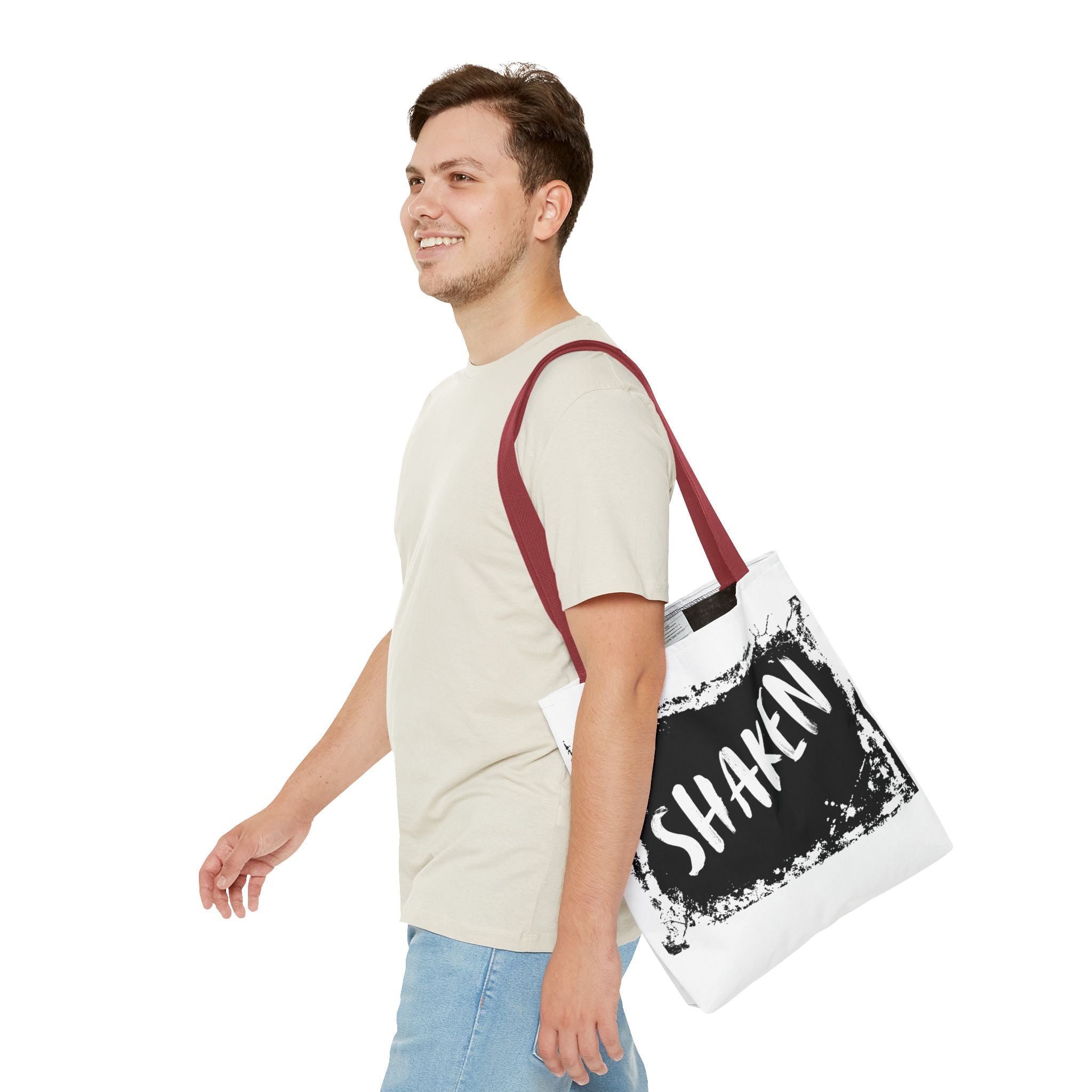 Shaken Graphic Tote Bag — Distressed Black & White Statement Tote