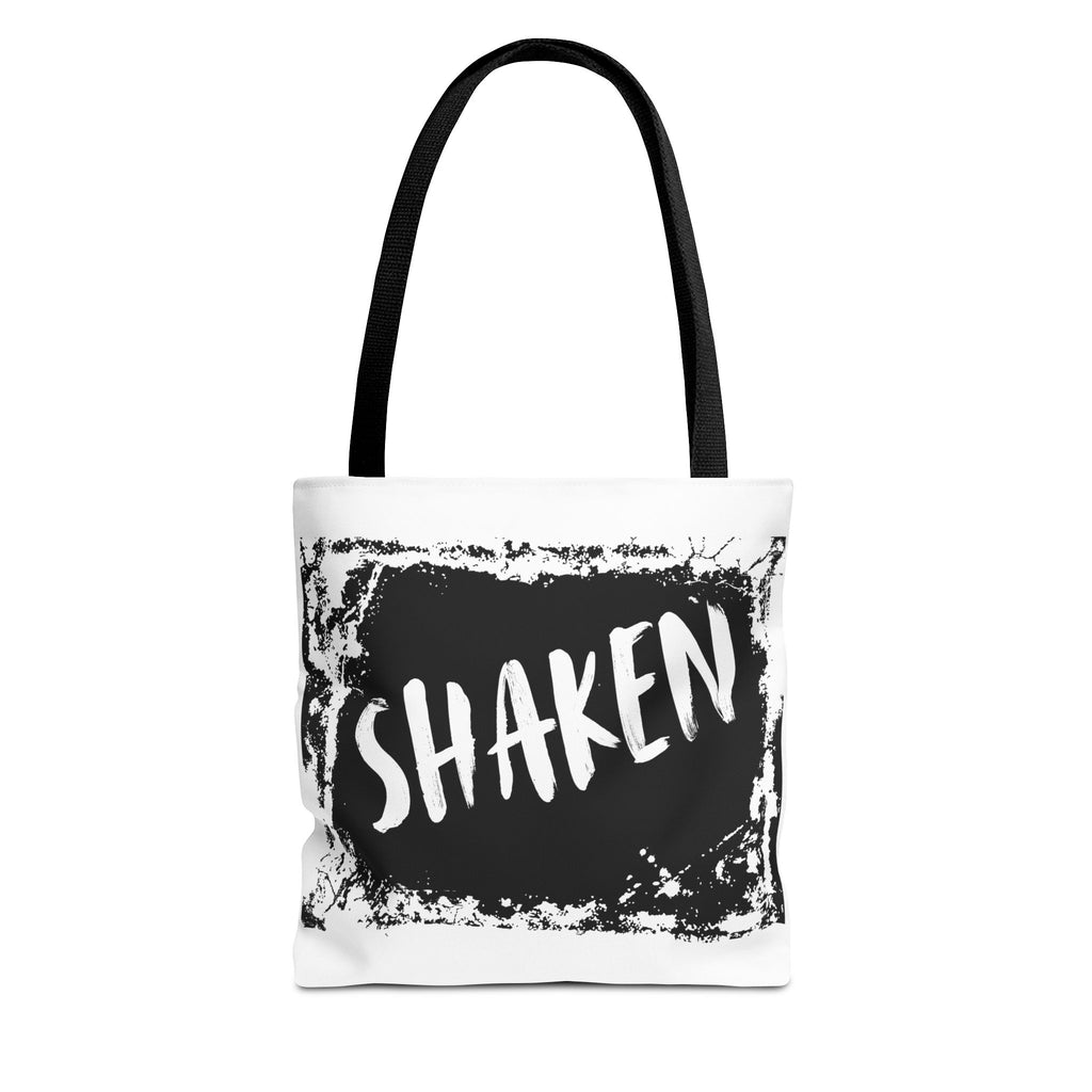 Shaken Graphic Tote Bag — Distressed Black & White Statement Tote