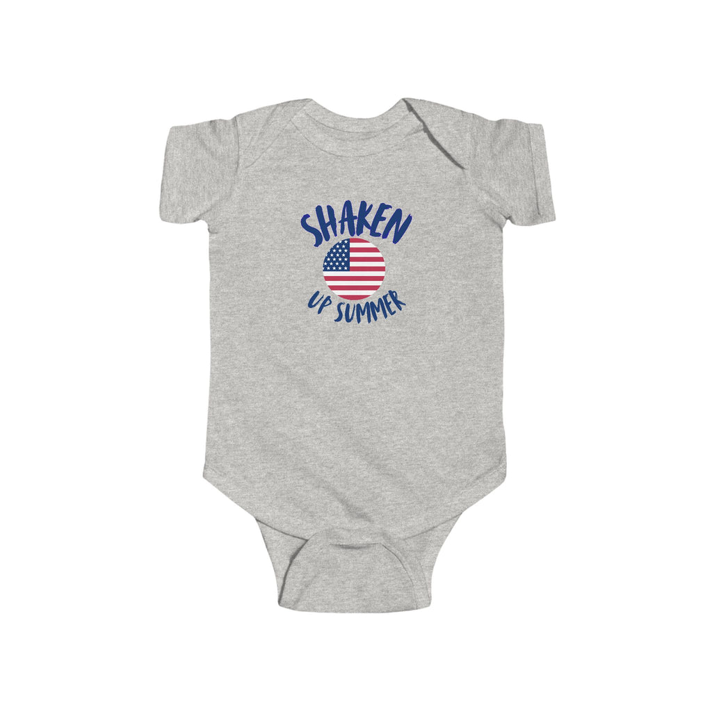 Shaken Up Summer Infant Bodysuit – USA Flag Graphic Baby Onesie