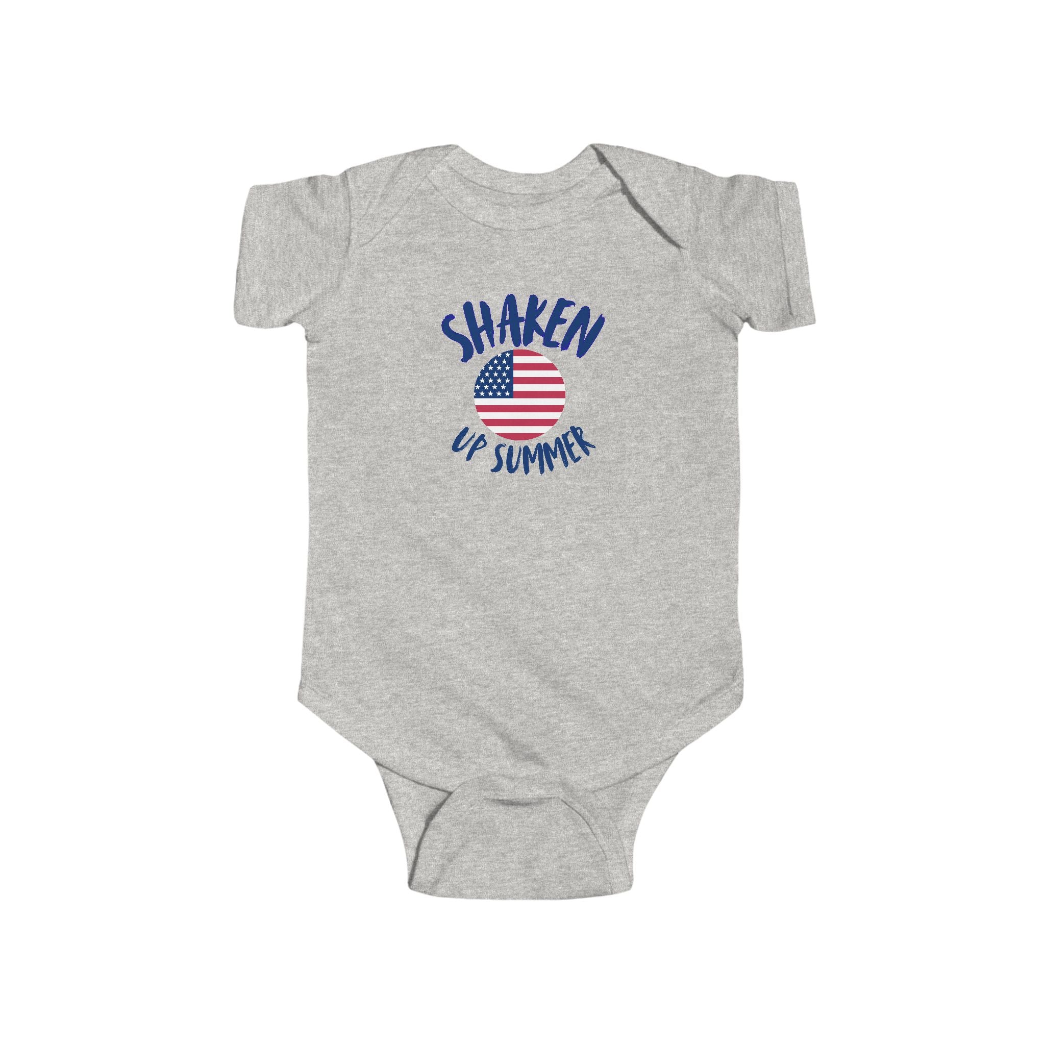 Shaken Up Summer Infant Bodysuit – USA Flag Graphic Baby Onesie