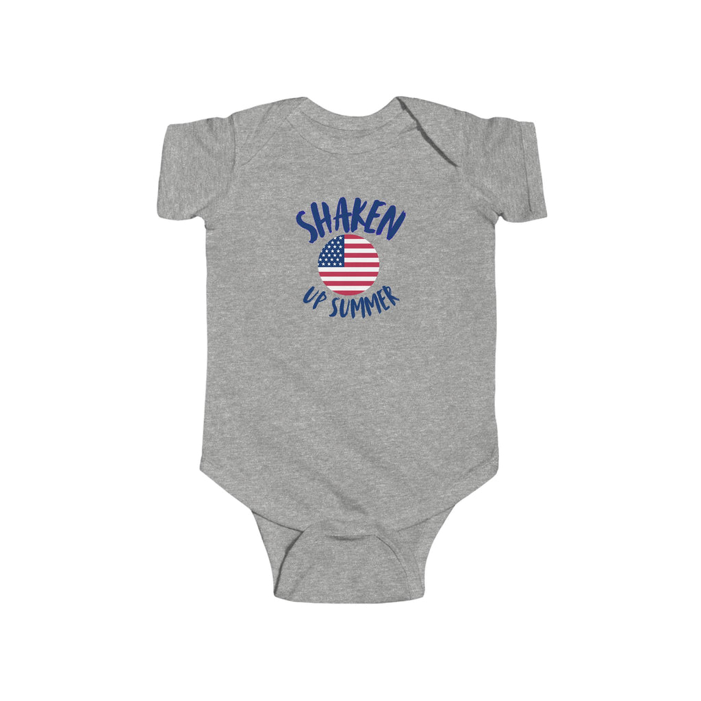Shaken Up Summer Infant Bodysuit – USA Flag Graphic Baby Onesie
