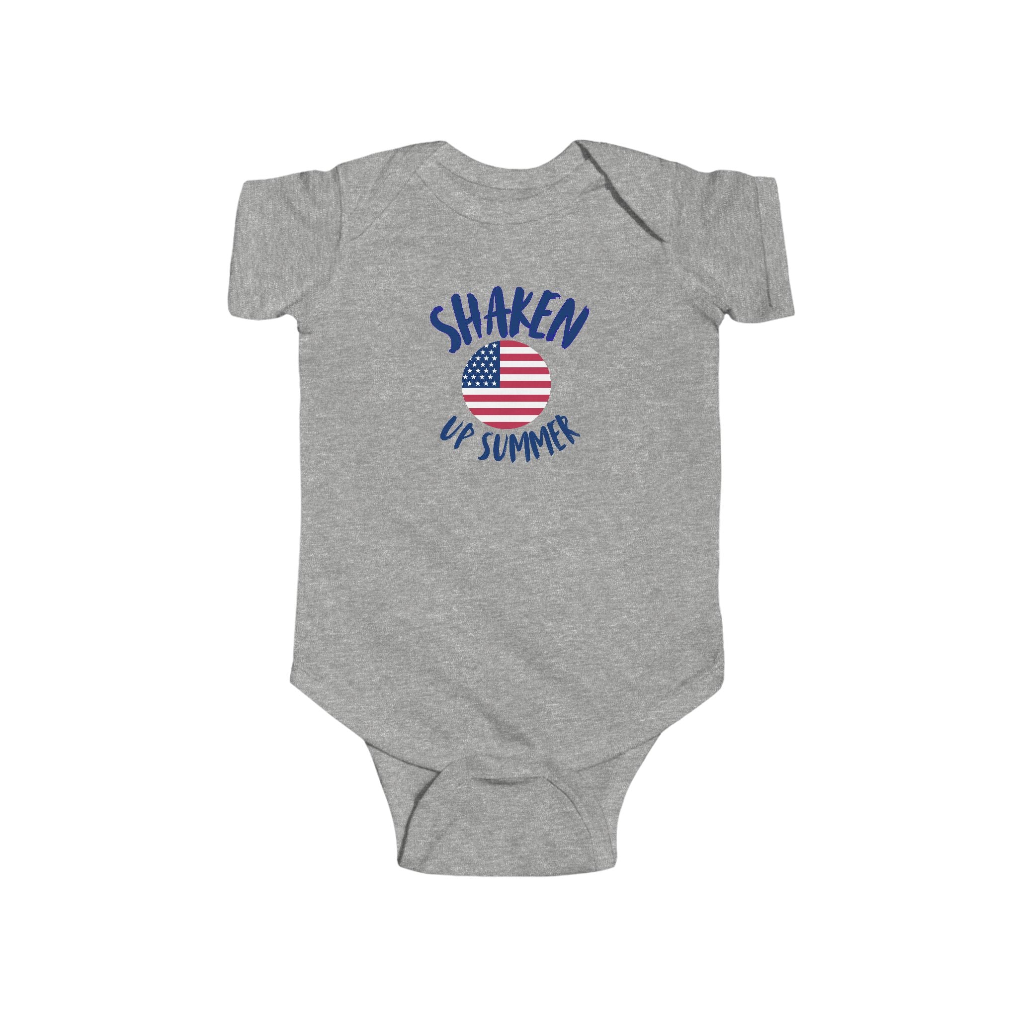Shaken Up Summer Infant Bodysuit – USA Flag Graphic Baby Onesie