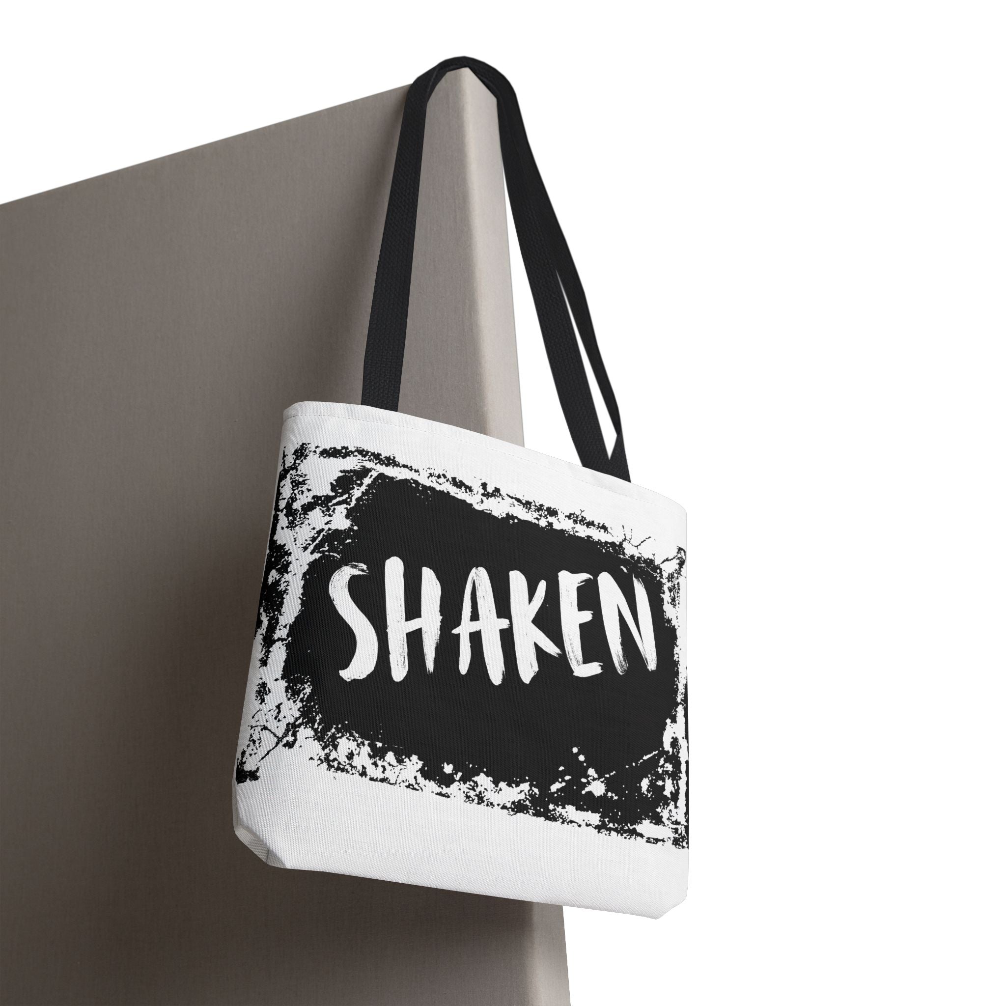 Shaken Graphic Tote Bag — Distressed Black & White Statement Tote