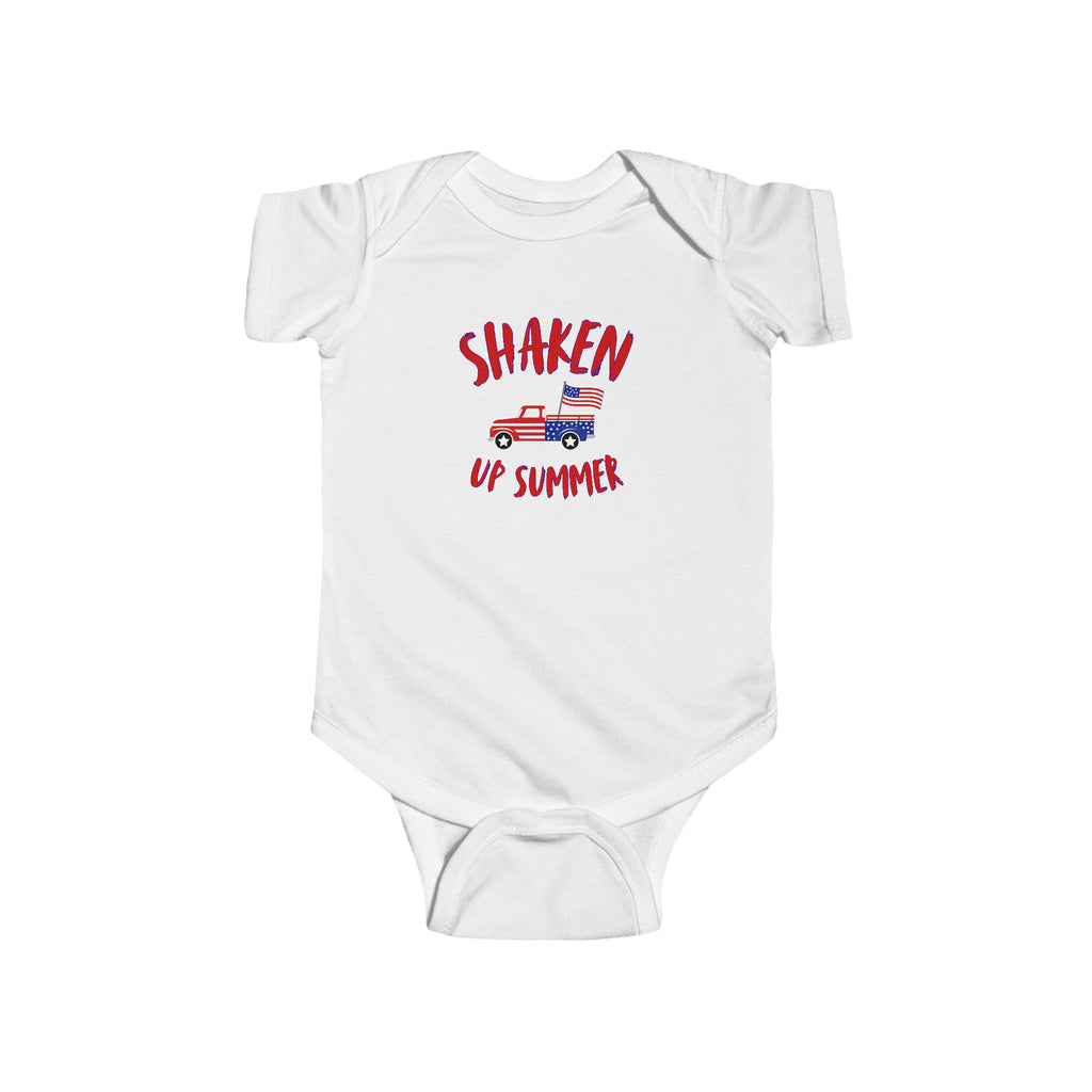 Shaken Up Summer Infant Bodysuit — Patriotic Vintage Truck 4th of July Baby Onesie