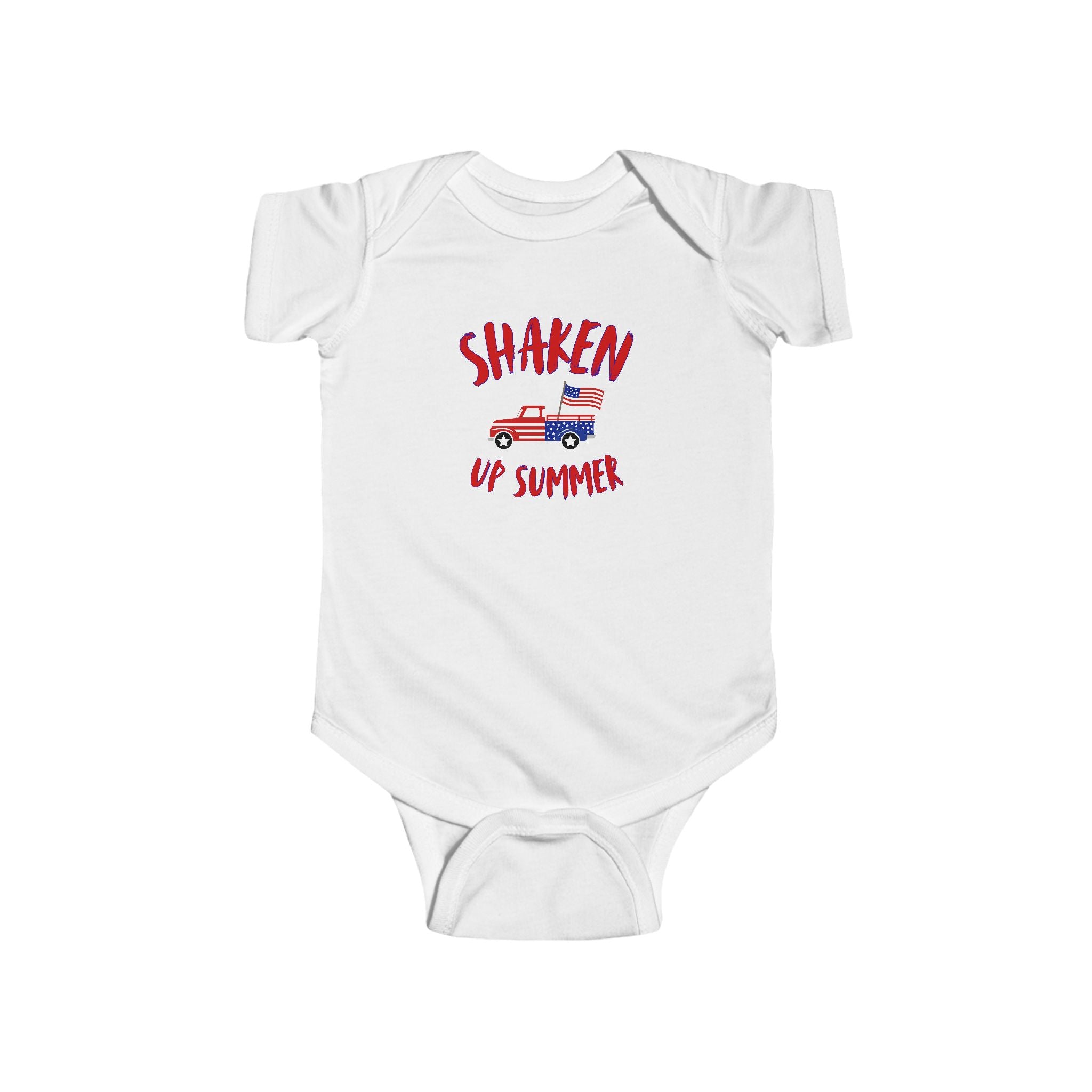 Shaken Up Summer Infant Bodysuit — Patriotic Vintage Truck 4th of July Baby Onesie
