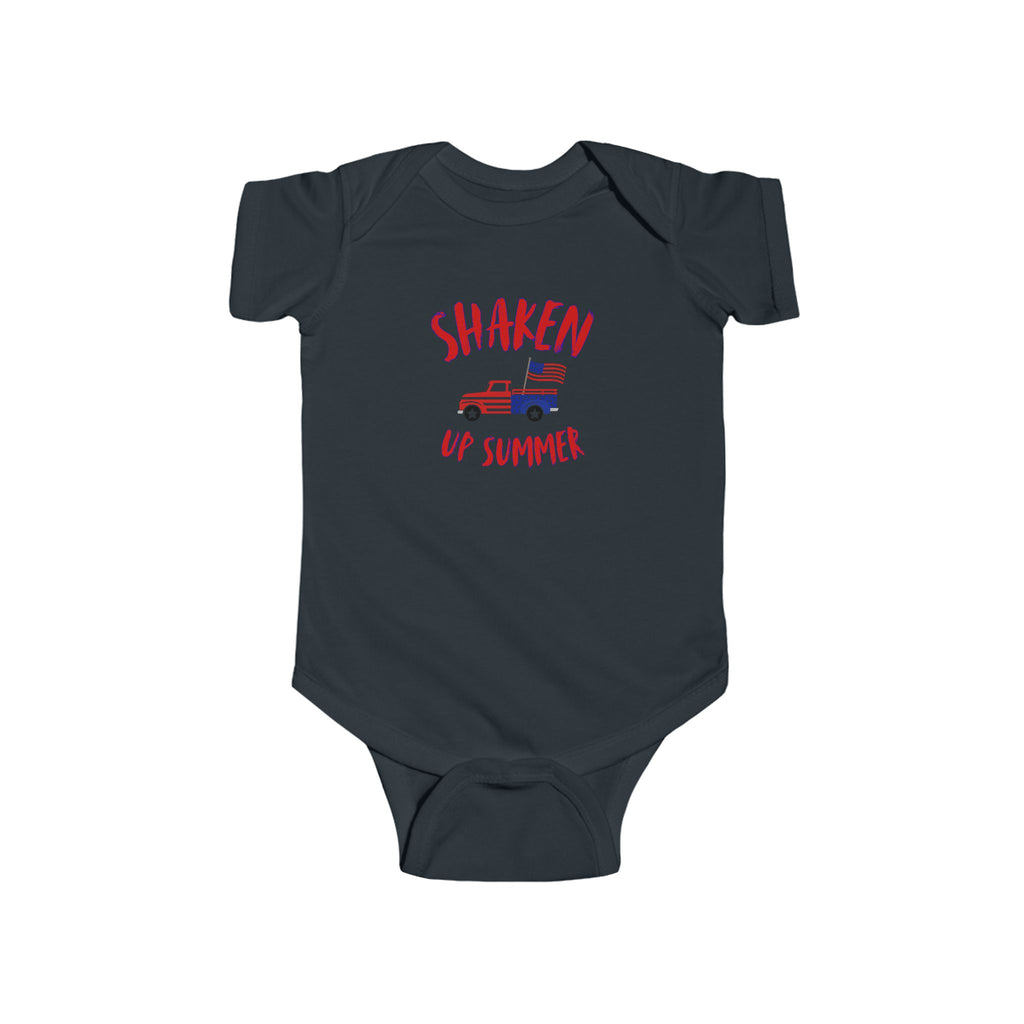 Shaken Up Summer Infant Bodysuit — Patriotic Vintage Truck 4th of July Baby Onesie