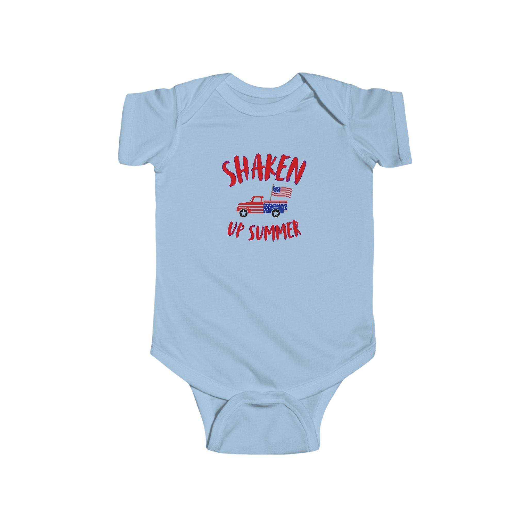 Shaken Up Summer Infant Bodysuit — Patriotic Vintage Truck 4th of July Baby Onesie