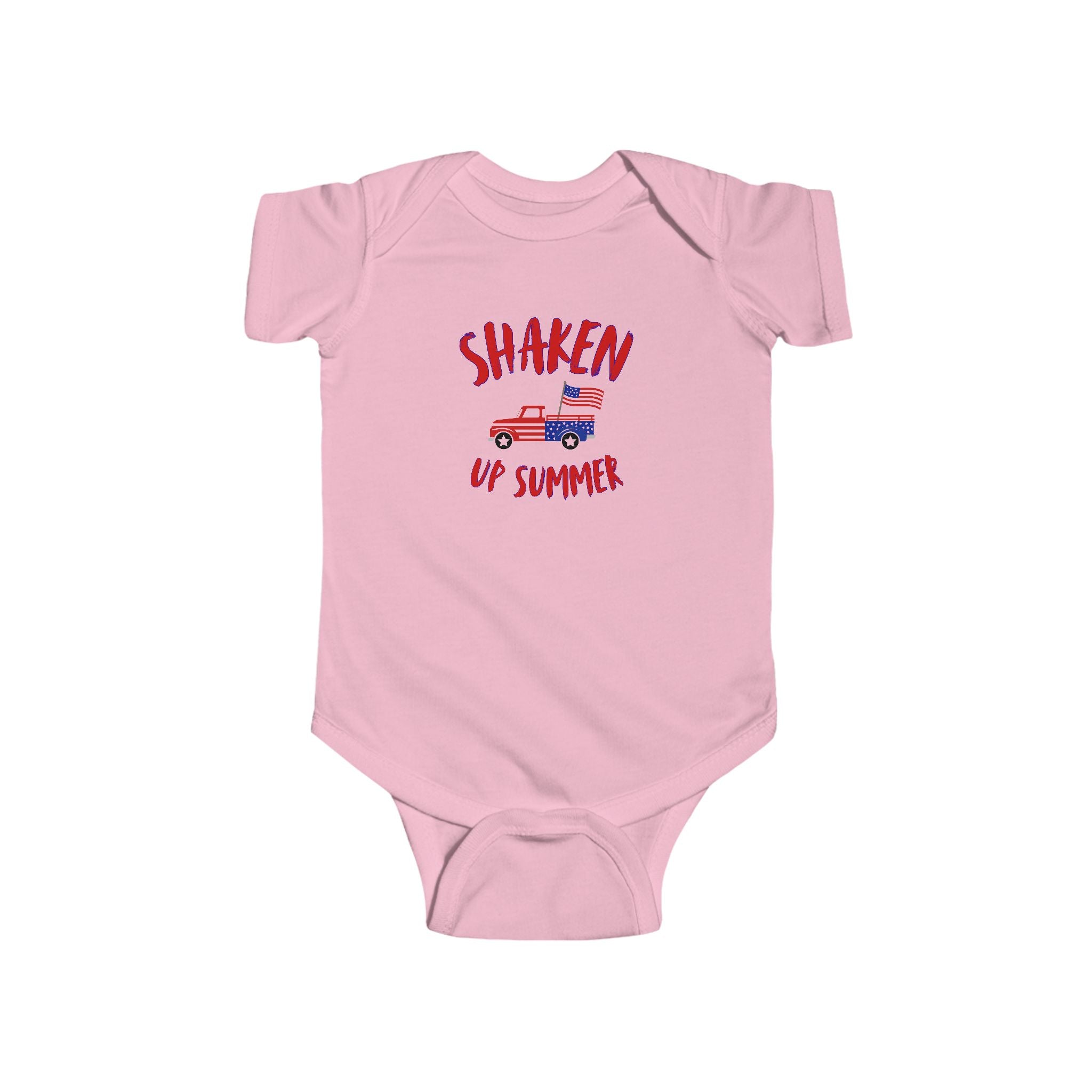 Shaken Up Summer Infant Bodysuit — Patriotic Vintage Truck 4th of July Baby Onesie