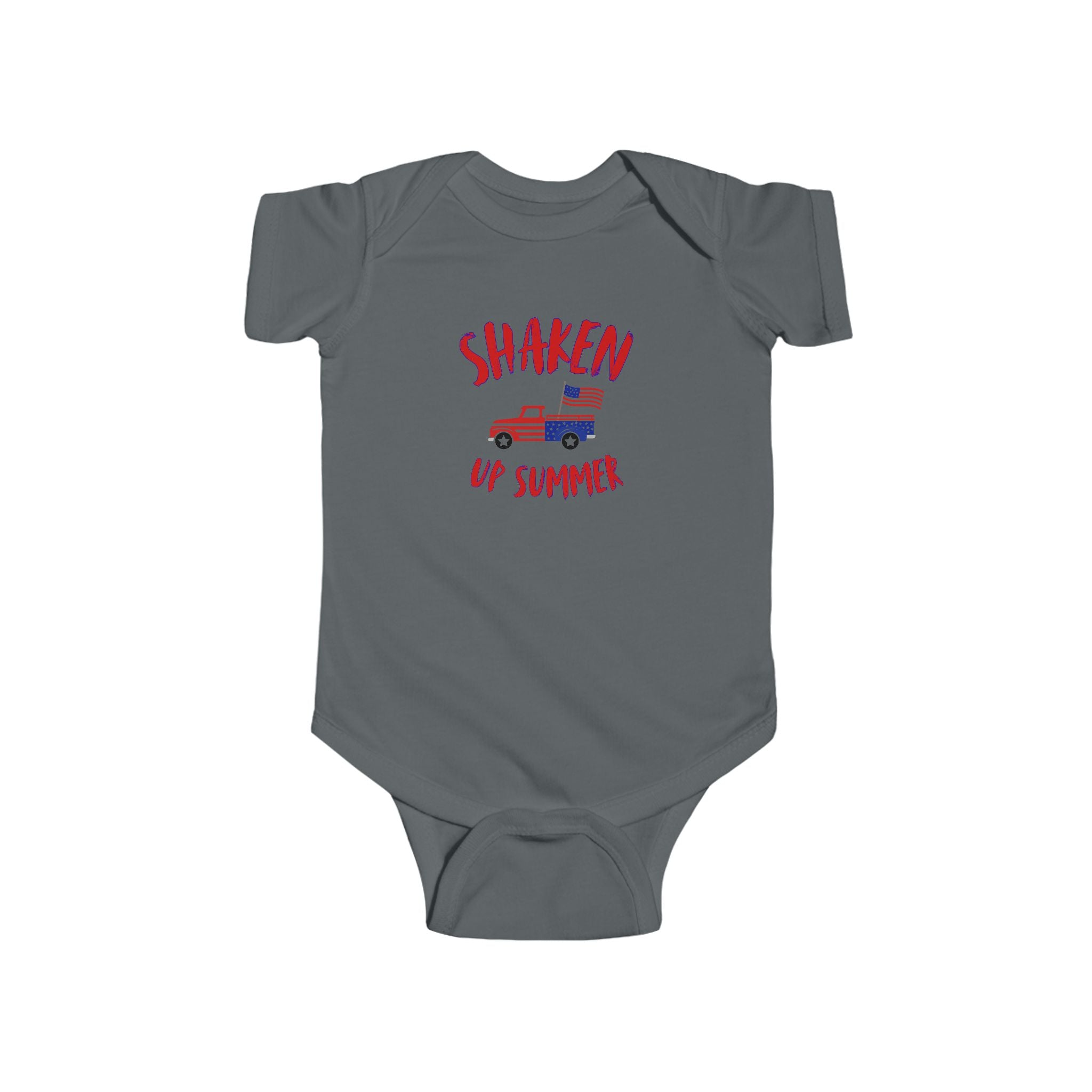 Shaken Up Summer Infant Bodysuit — Patriotic Vintage Truck 4th of July Baby Onesie
