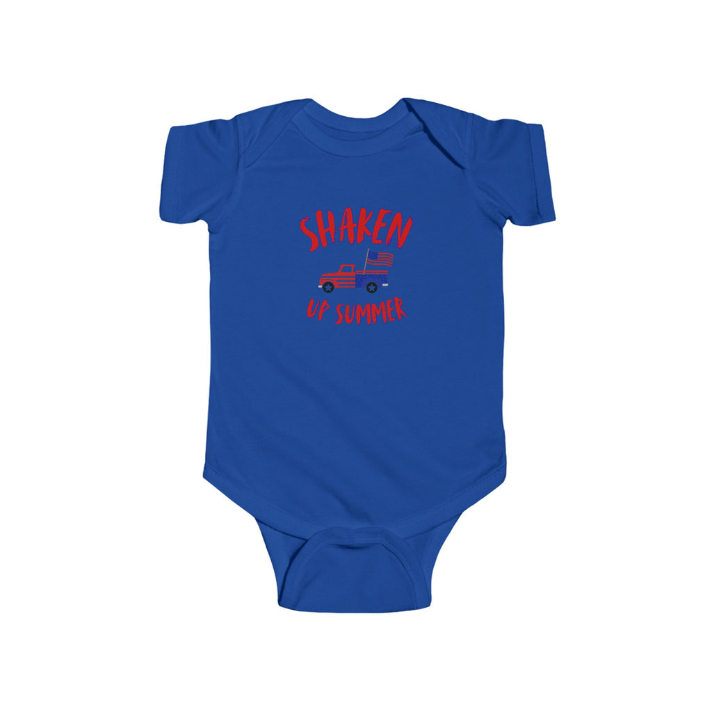 Shaken Up Summer Infant Bodysuit — Patriotic Vintage Truck 4th of July Baby Onesie