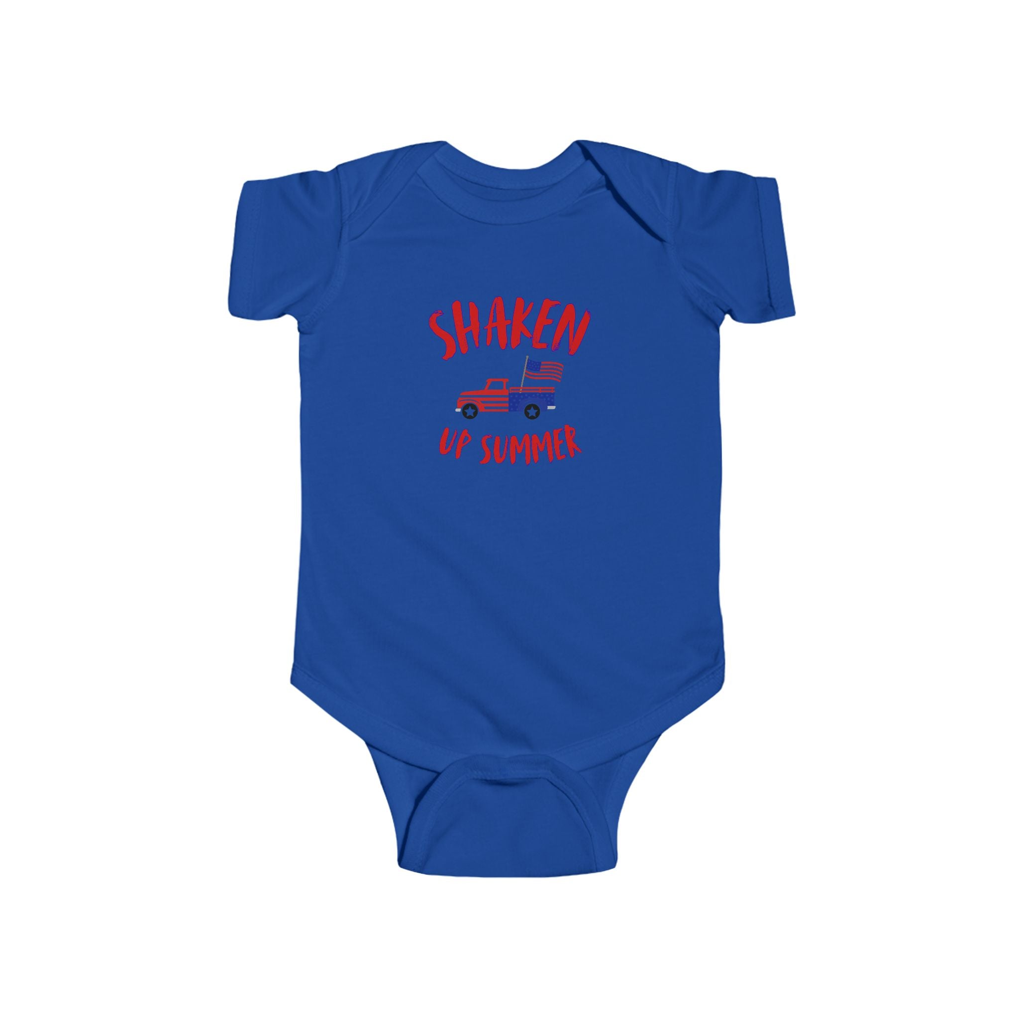 Shaken Up Summer Infant Bodysuit — Patriotic Vintage Truck 4th of July Baby Onesie