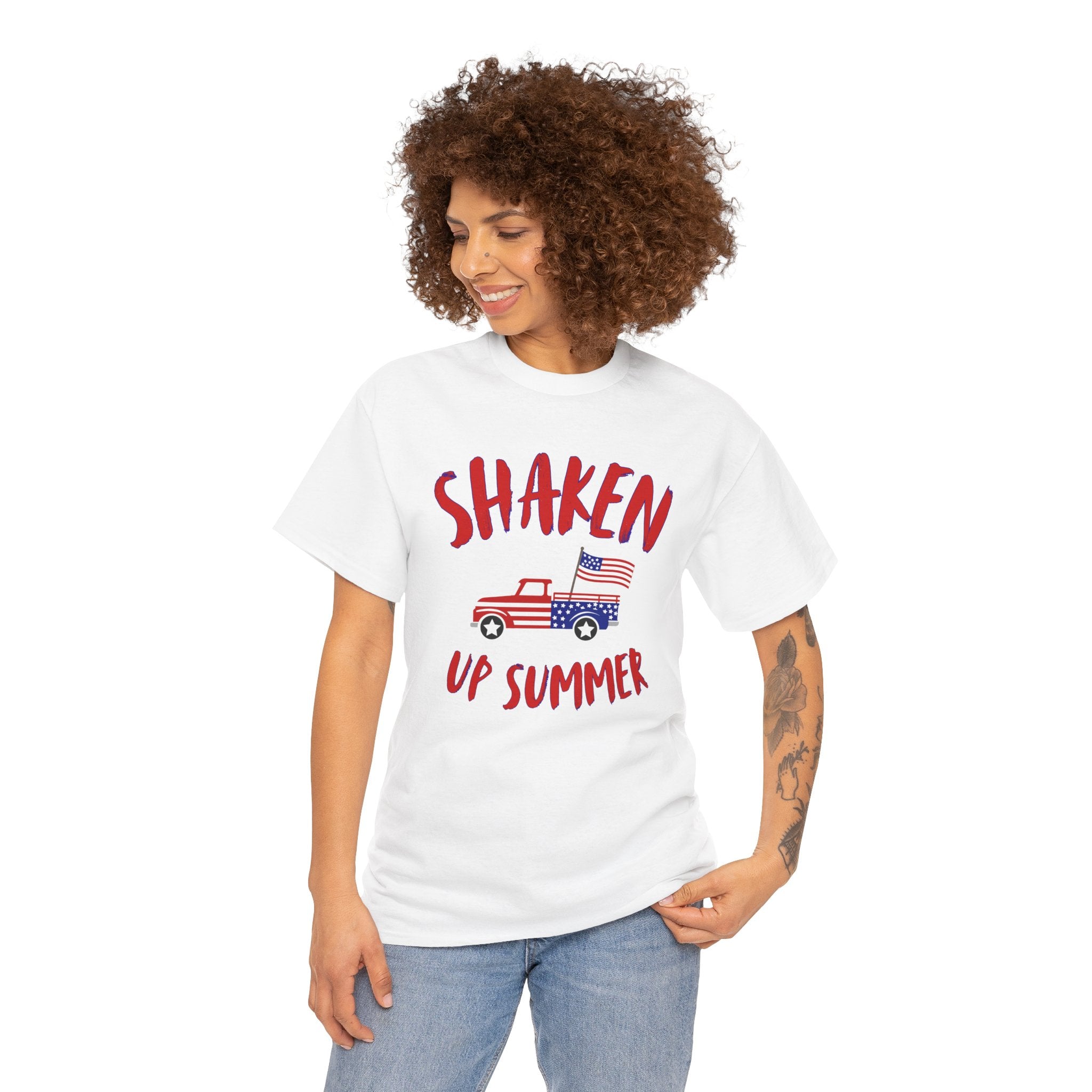 Shaken Up Summer T-Shirt – Patriotic Truck American Flag Tee