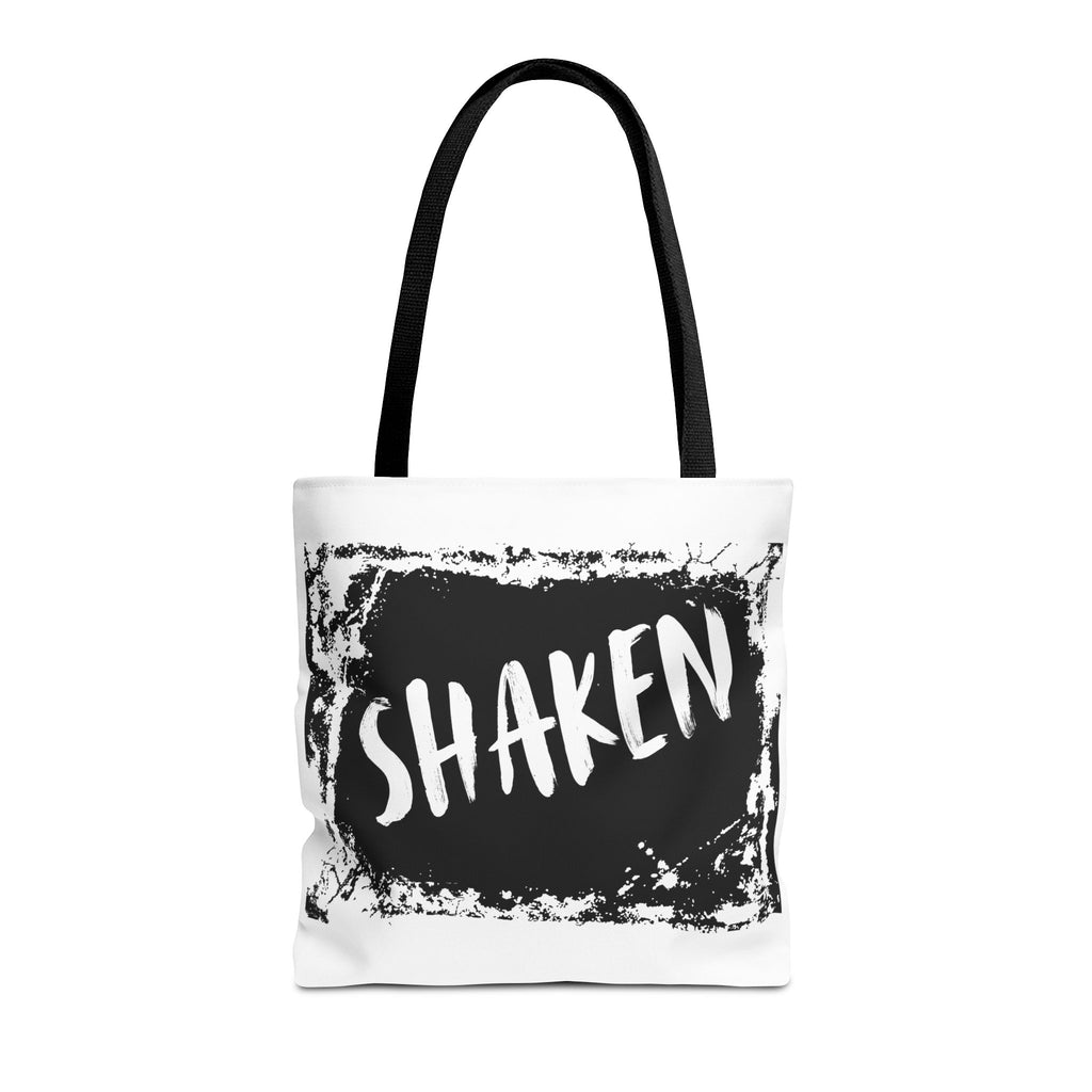 Shaken Graphic Tote Bag — Distressed Black & White Statement Tote