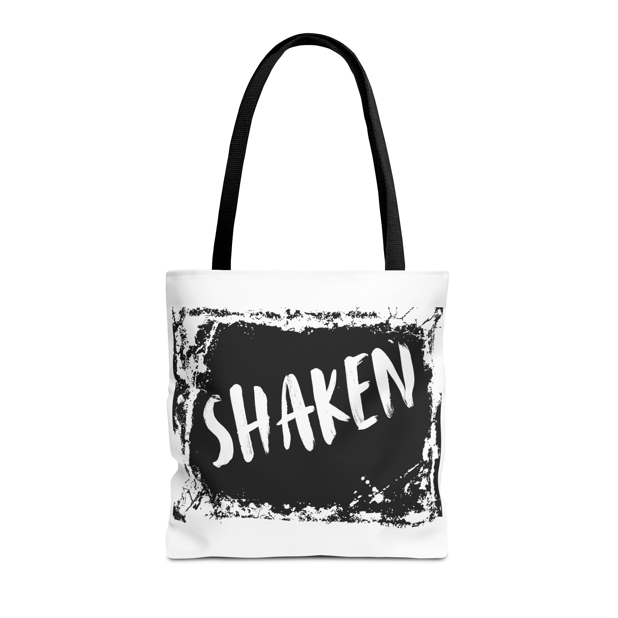 Shaken Graphic Tote Bag — Distressed Black & White Statement Tote