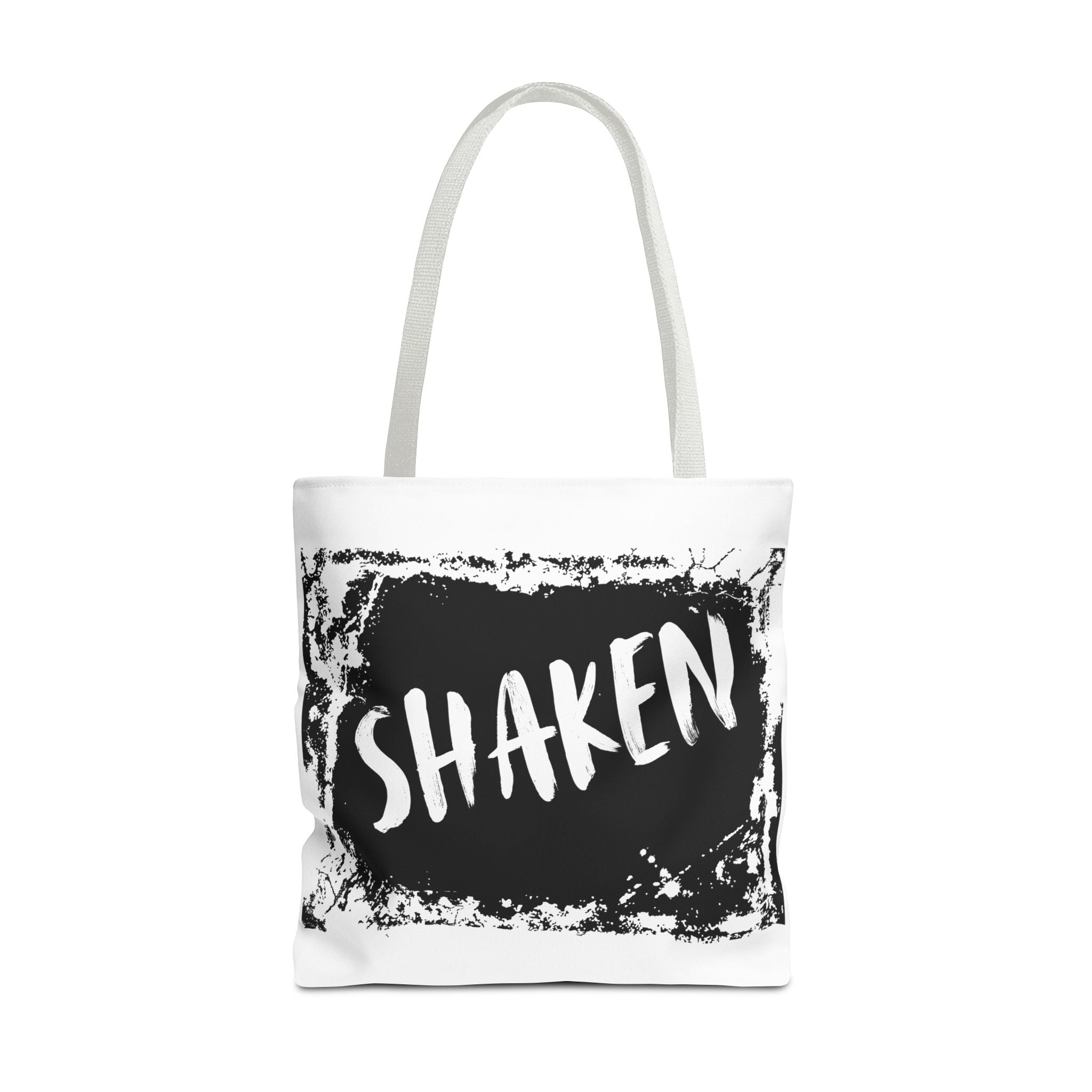 Shaken Graphic Tote Bag — Distressed Black & White Statement Tote