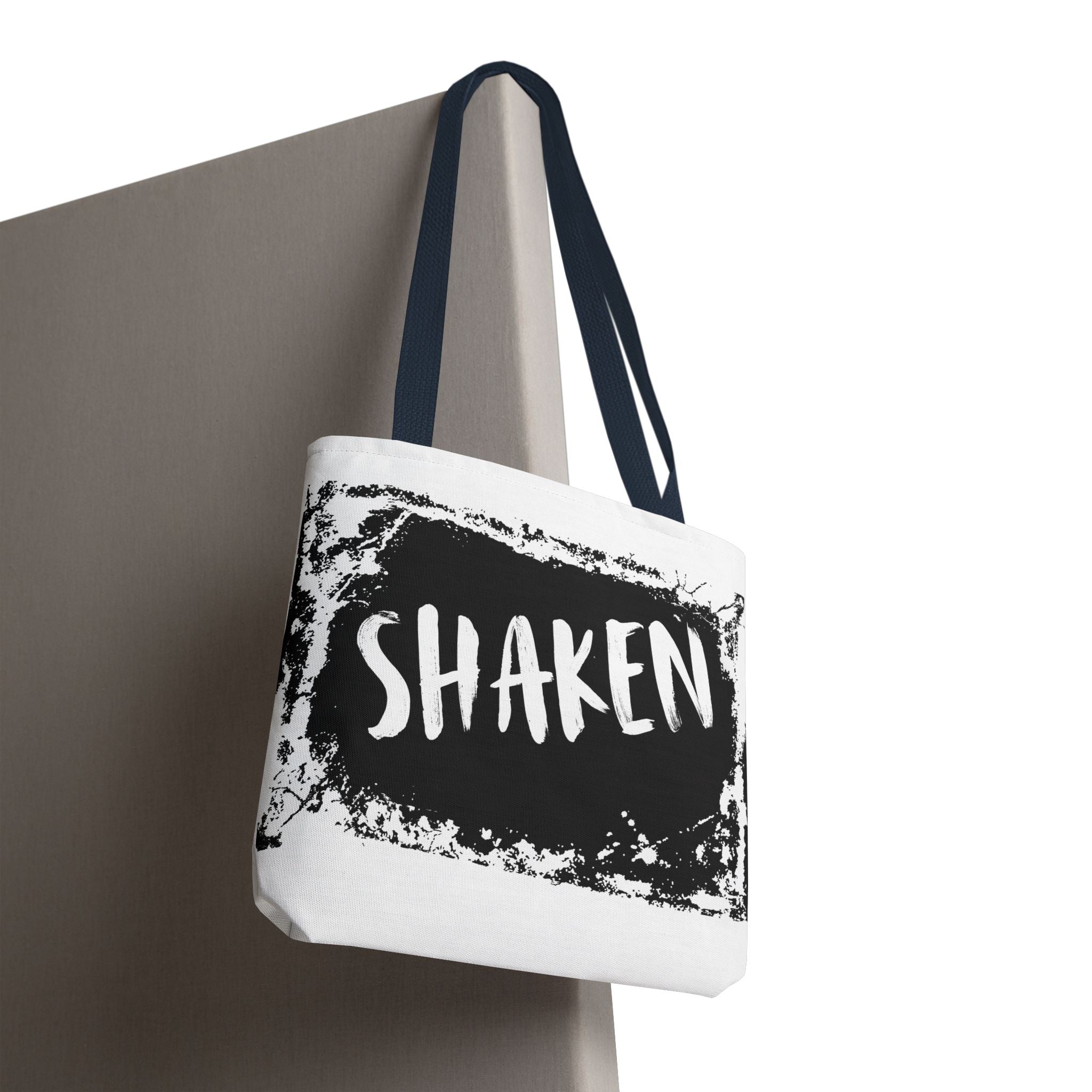 Shaken Graphic Tote Bag — Distressed Black & White Statement Tote