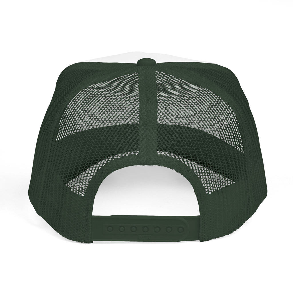 Shaken Trucker Hat — Distressed Script Mesh Baseball Cap