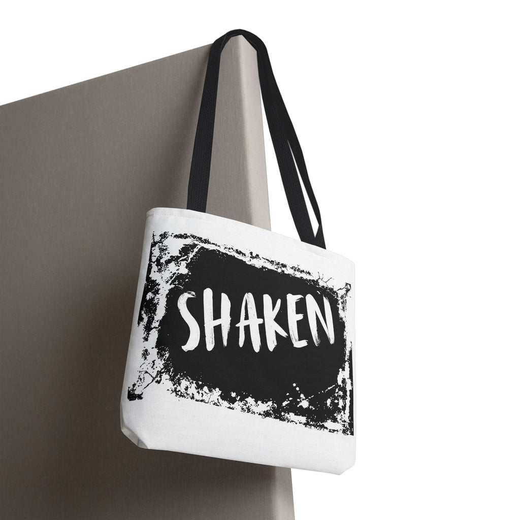 Shaken Graphic Tote Bag — Distressed Black & White Statement Tote