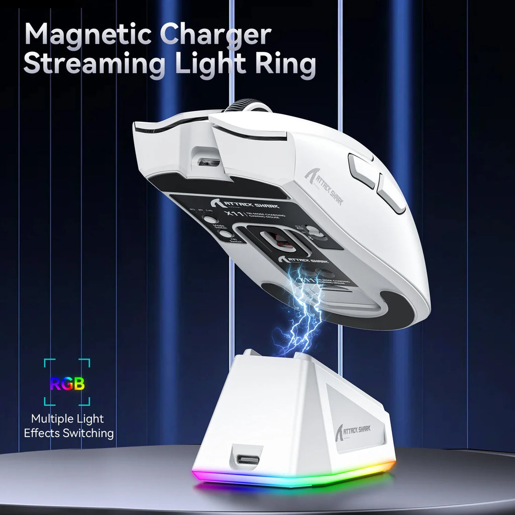 Tri-Mode Connection 2.4GHz/Wired/Bluetooth PAW3311 22000DPI 400IPS RGB  PC Gaming Mouse